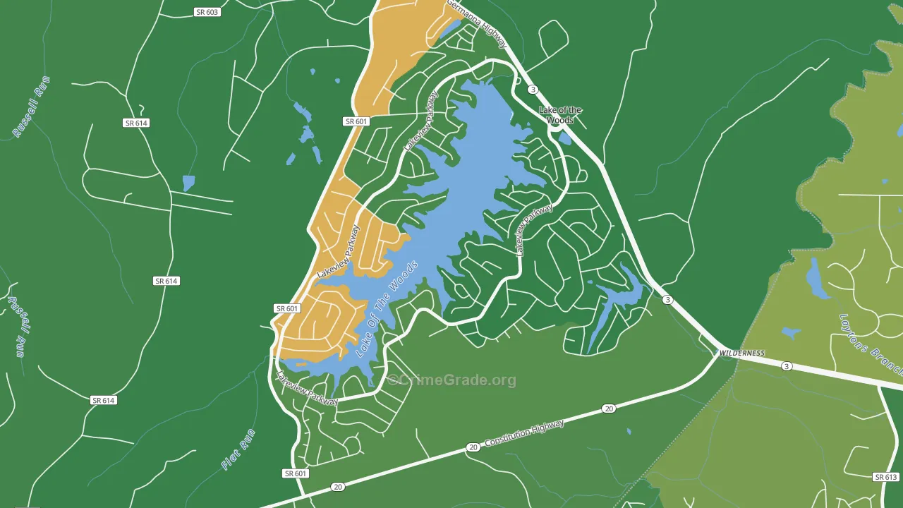 Lake of the Woods, VA Map of Theft Rates