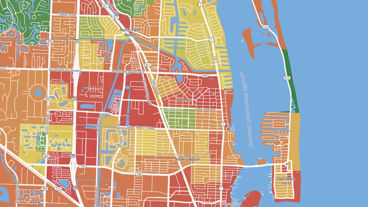 Lake Park, FL Map of Theft Rates