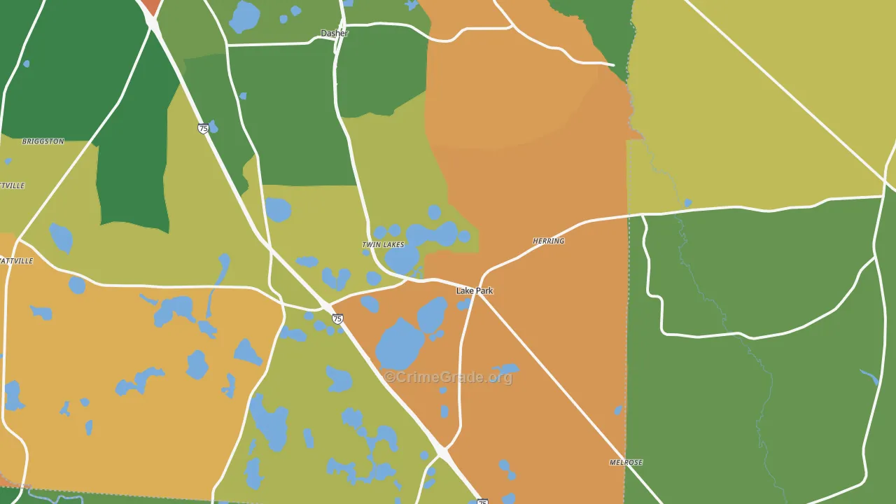Lake Park, GA Map of Theft Rates