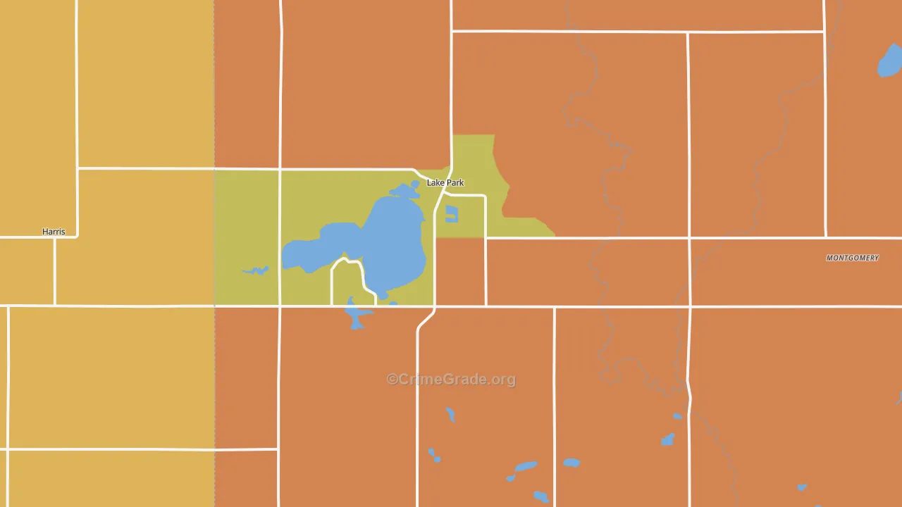 Lake Park, IA Map of Theft Rates