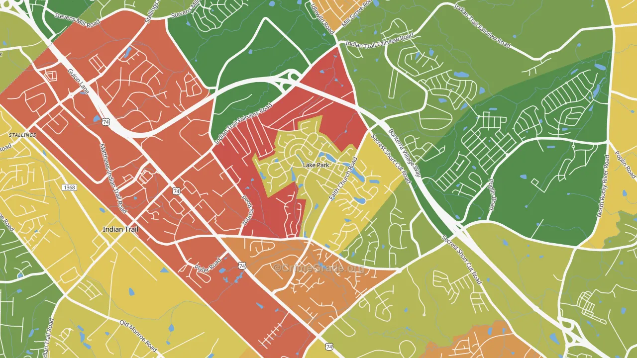 Lake Park, NC Map of Theft Rates