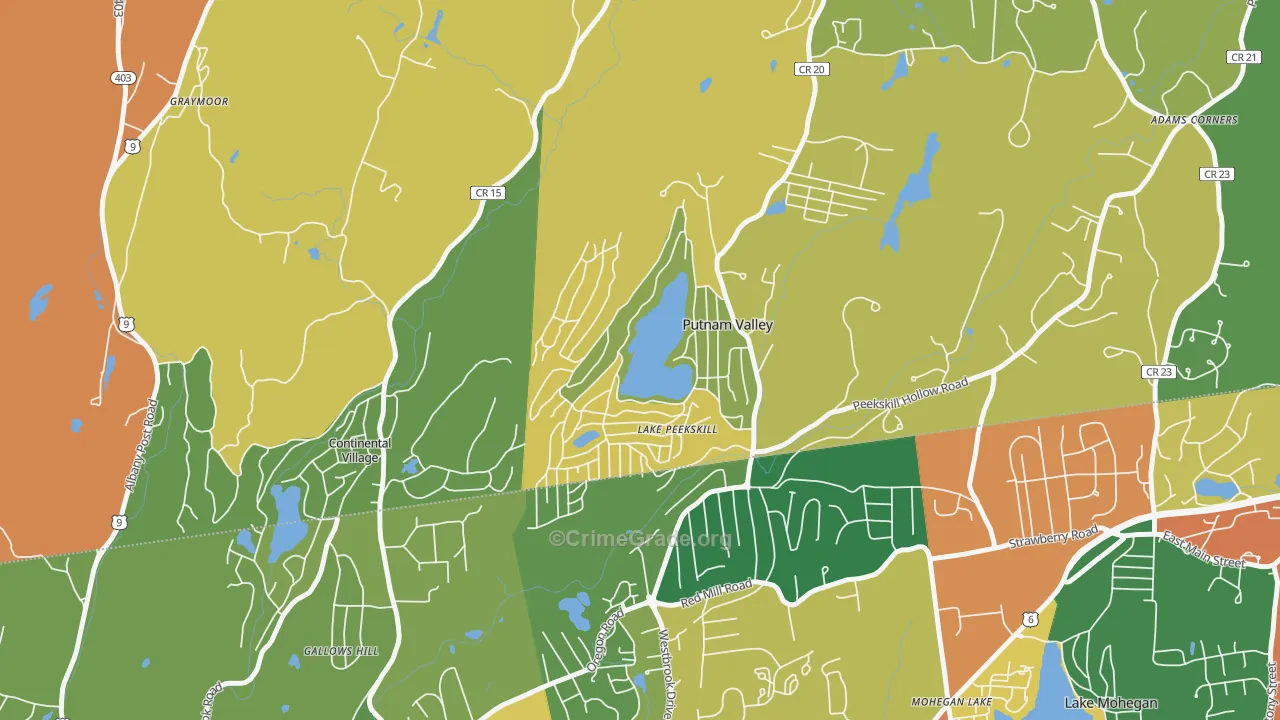 Lake Peekskill, NY Map of Theft Rates