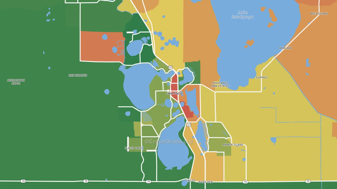 Lake Placid, FL Map of Theft Rates