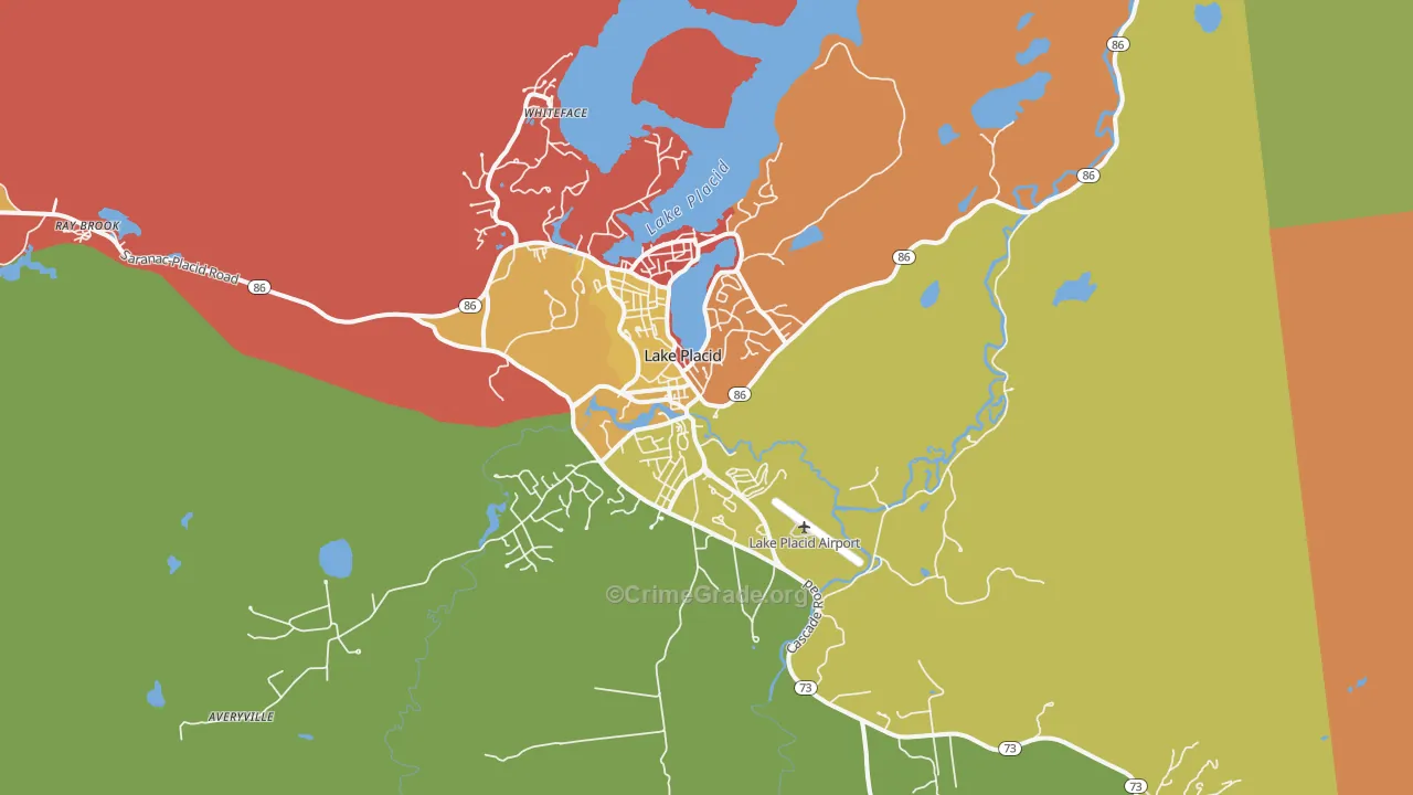 Lake Placid, NY Map of Theft Rates
