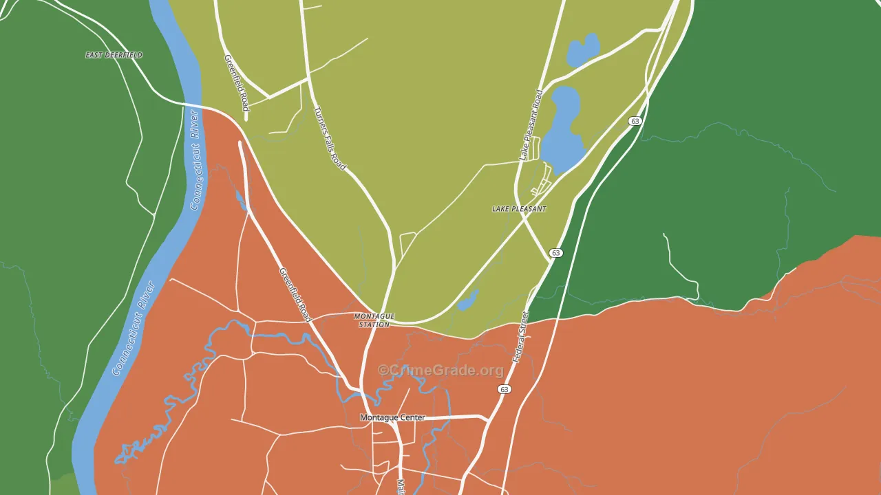 Lake Pleasant, MA Map of Theft Rates