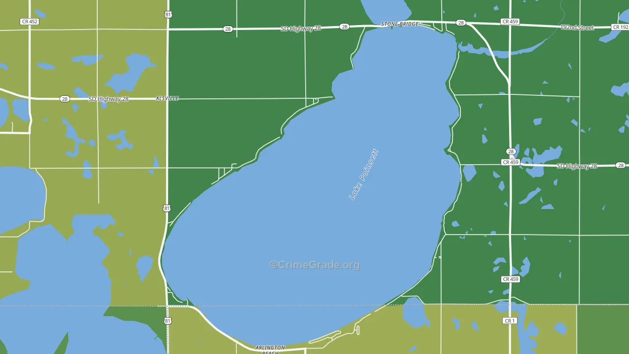 Lake Poinsett, SD Map of Theft Rates