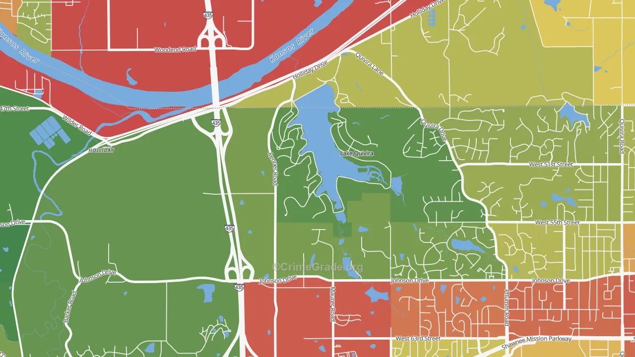 Lake Quivira, KS Map of Theft Rates