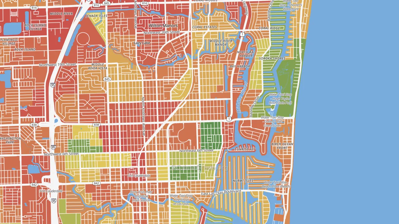Lake Ridge, Fort Lauderdale, FL Map of Theft Rates
