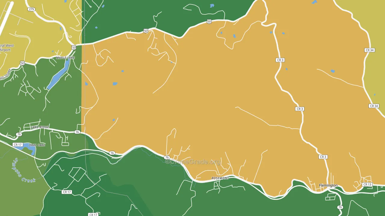 Lake Ridge, WV Map of Theft Rates
