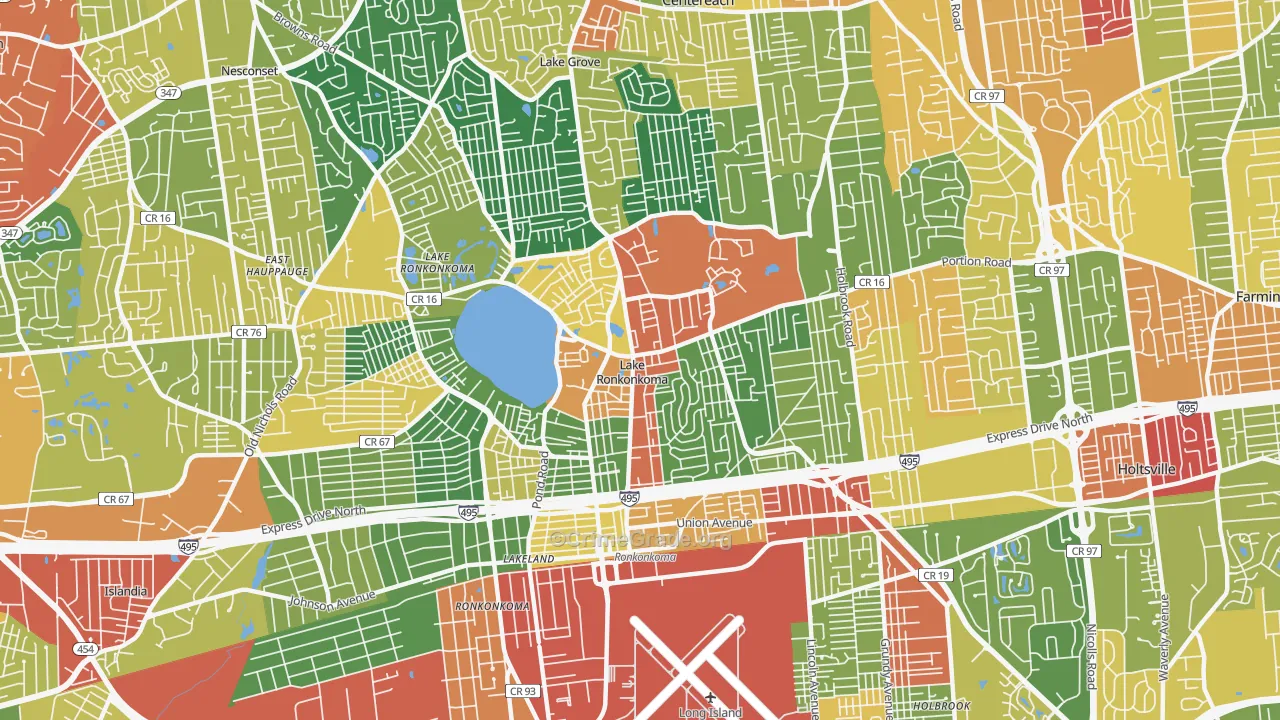 Lake Ronkonkoma, NY Map of Theft Rates