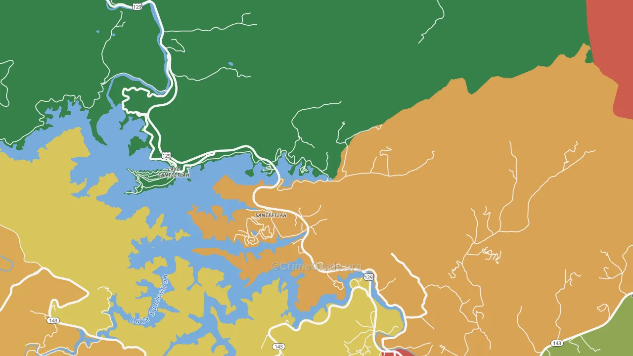 Lake Santeetlah, NC Map of Theft Rates
