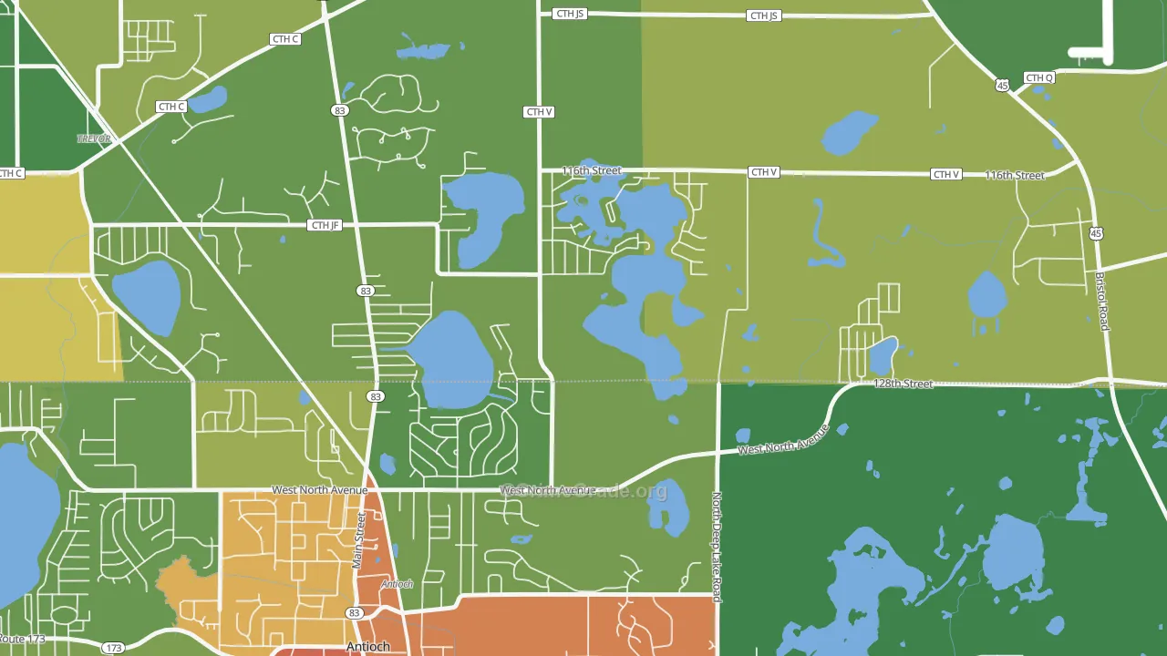 Lake Shangrila, WI Map of Theft Rates