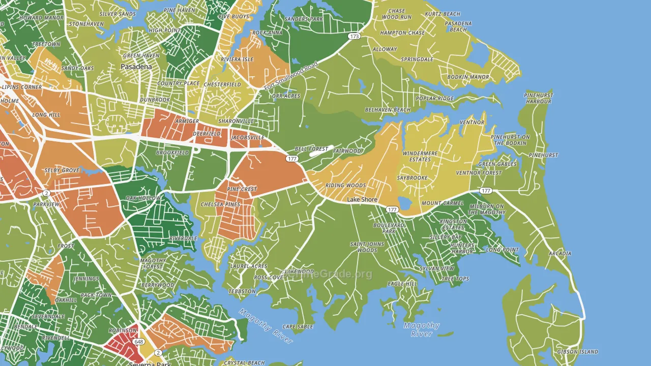 Lake Shore, MD Map of Theft Rates