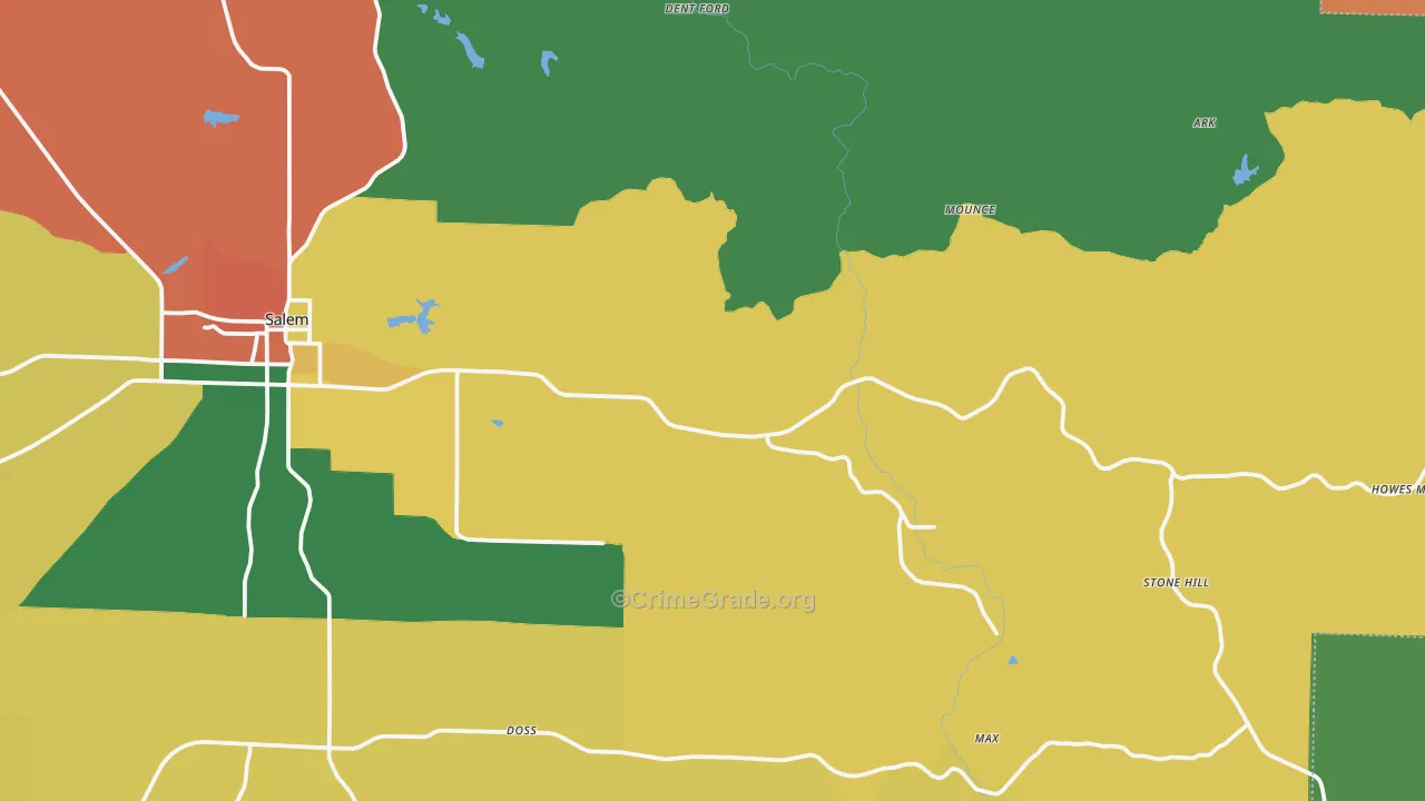 Lake Spring, MO Map of Theft Rates