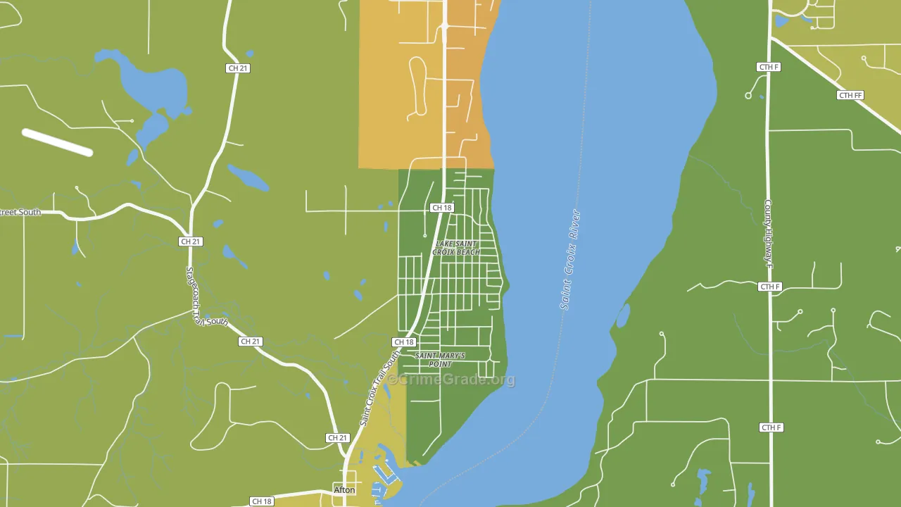 Lake St. Croix Beach, MN Map of Theft Rates