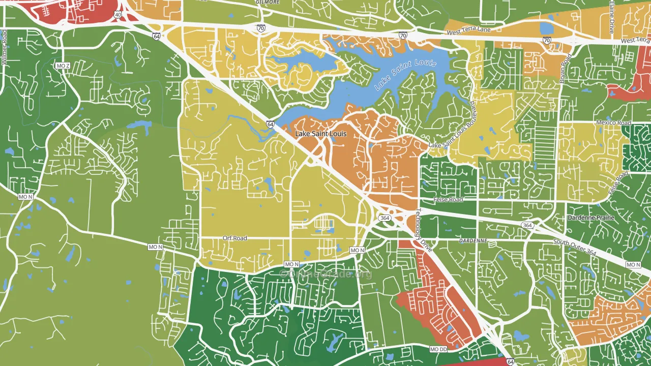 Lake St. Louis, MO Map of Theft Rates