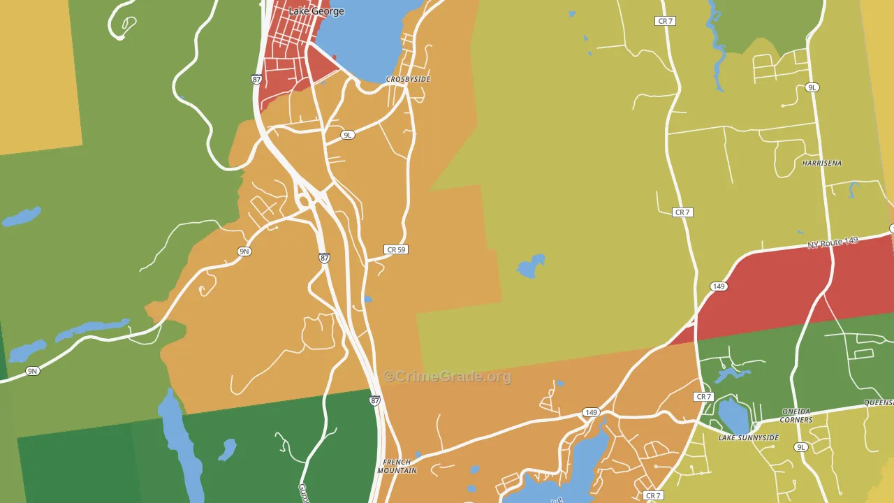 Lake Sunnyside, NY Map of Theft Rates