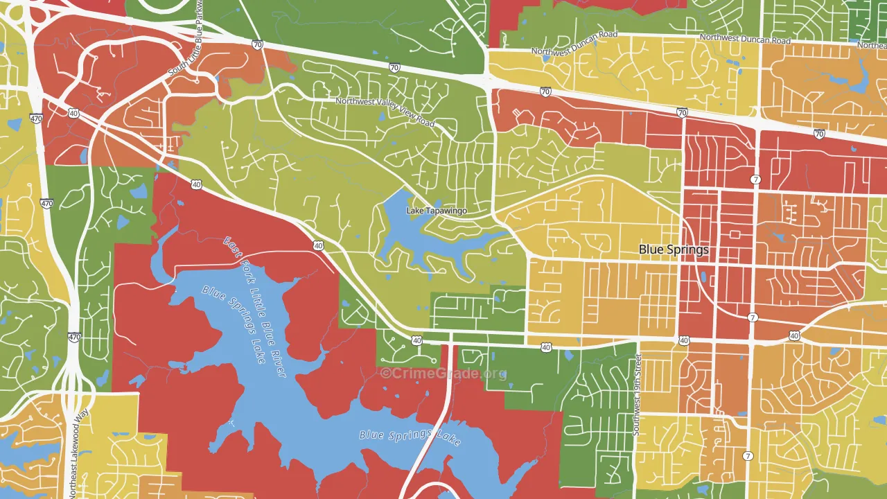 Lake Tapawingo, MO Map of Theft Rates