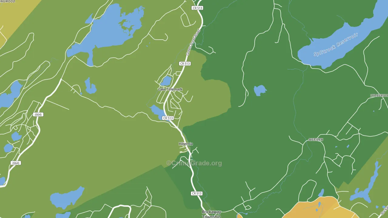 Lake Telemark, NJ Map of Theft Rates