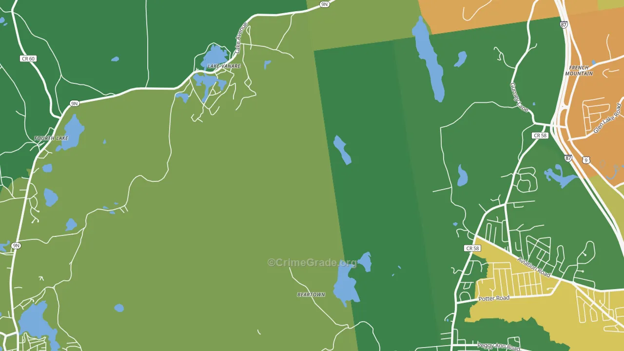 Lake Vanare, NY Map of Theft Rates