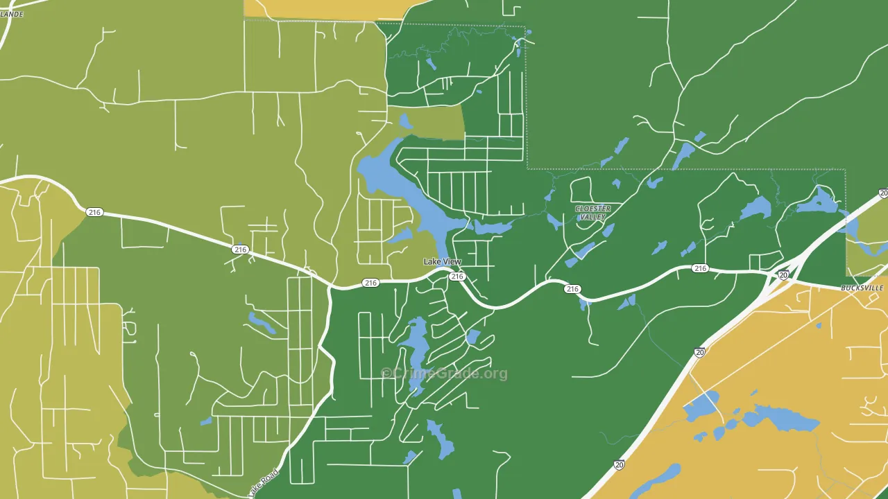 Lake View, AL Map of Theft Rates