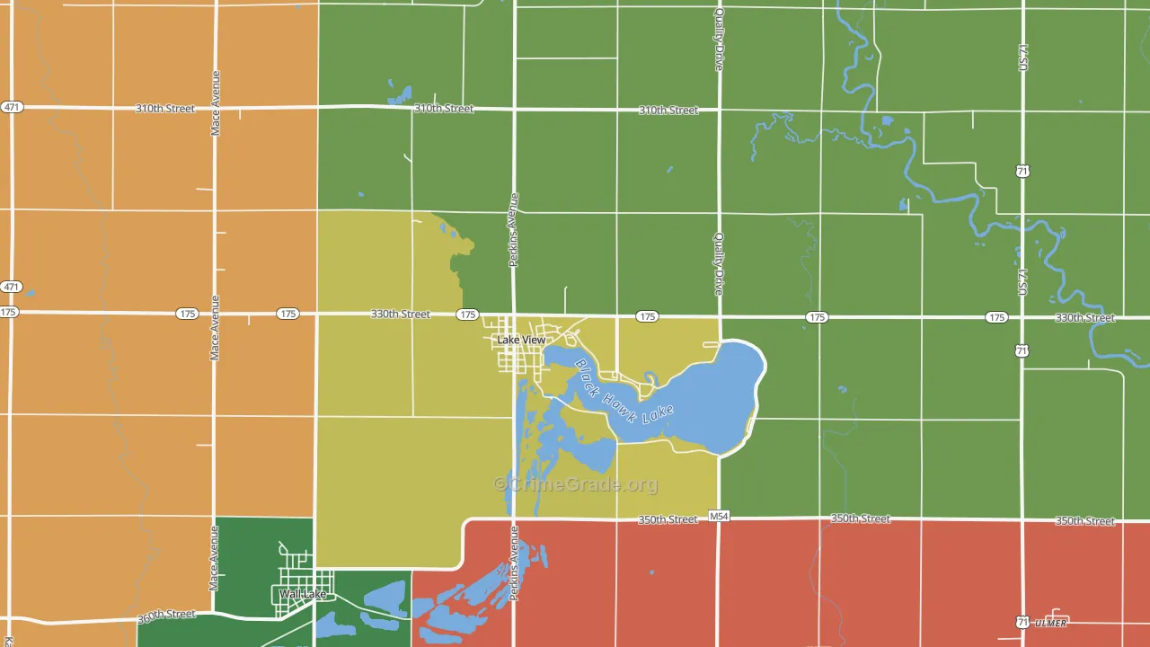 Lake View, IA Map of Theft Rates