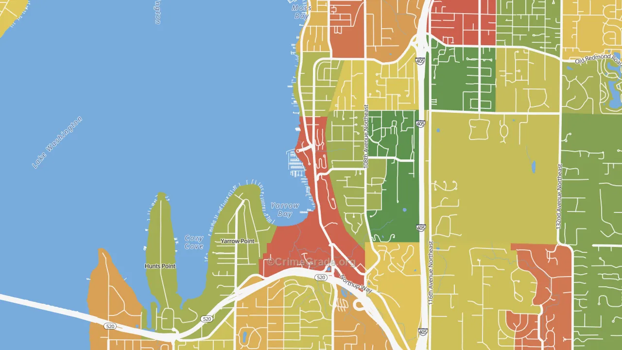 Lake View, Kirkland, WA Map of Theft Rates