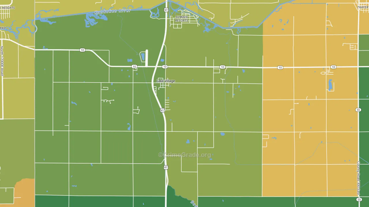 Lake Village, IN Map of Theft Rates