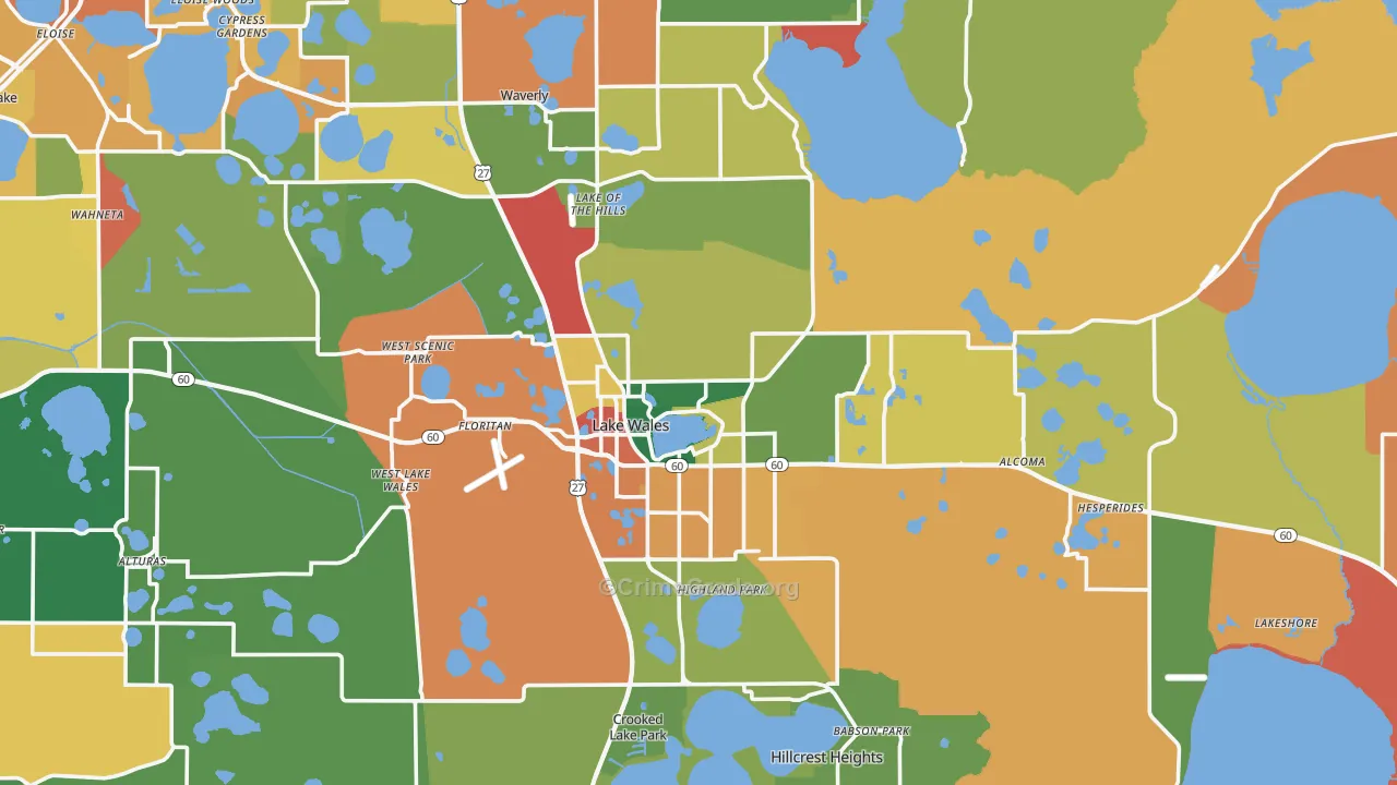 Lake Wales, FL Map of Theft Rates