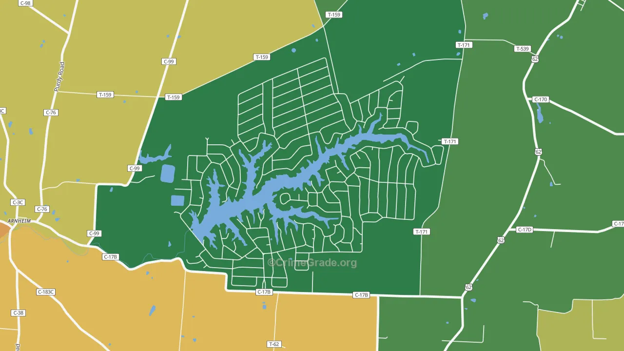 Lake Waynoka, OH Map of Theft Rates