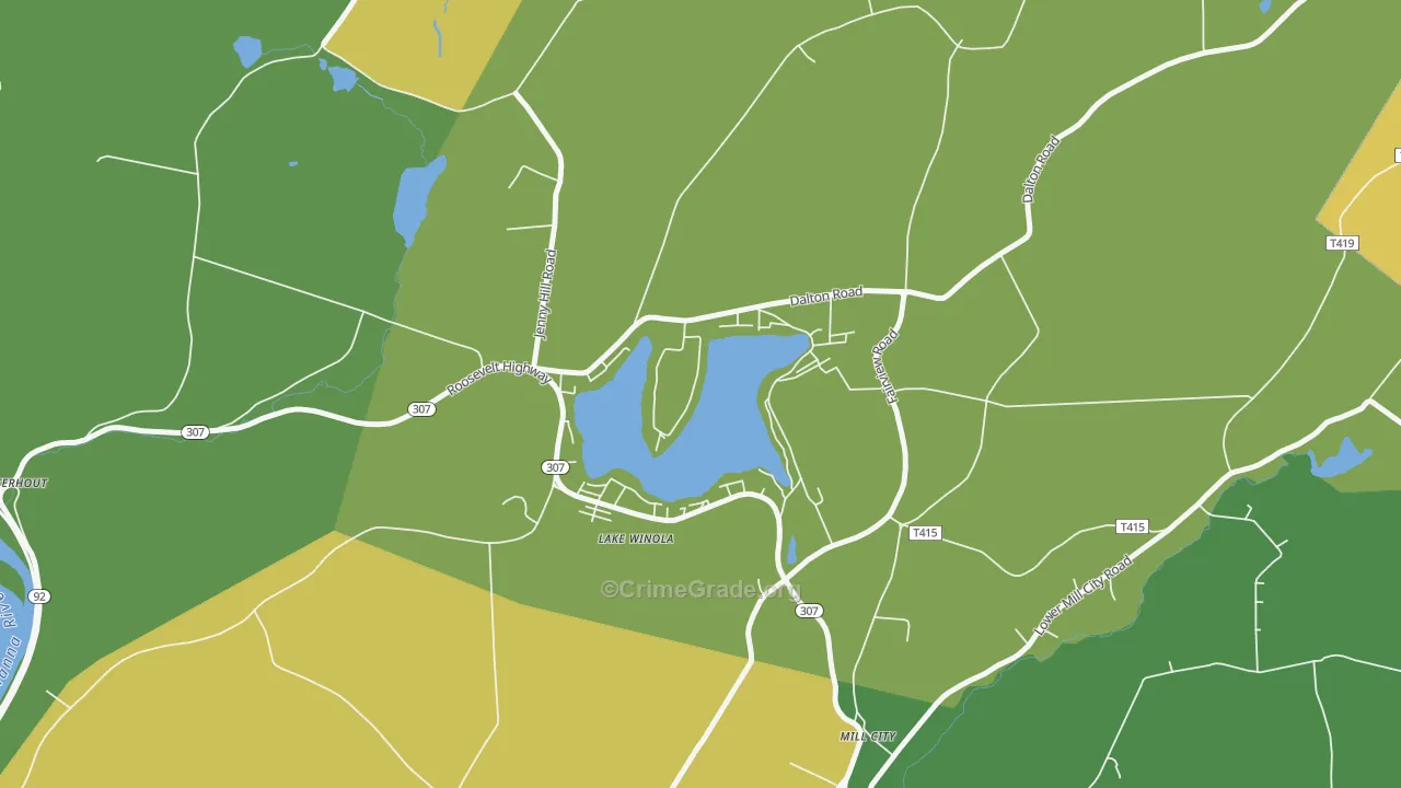 Lake Winola, PA Map of Theft Rates