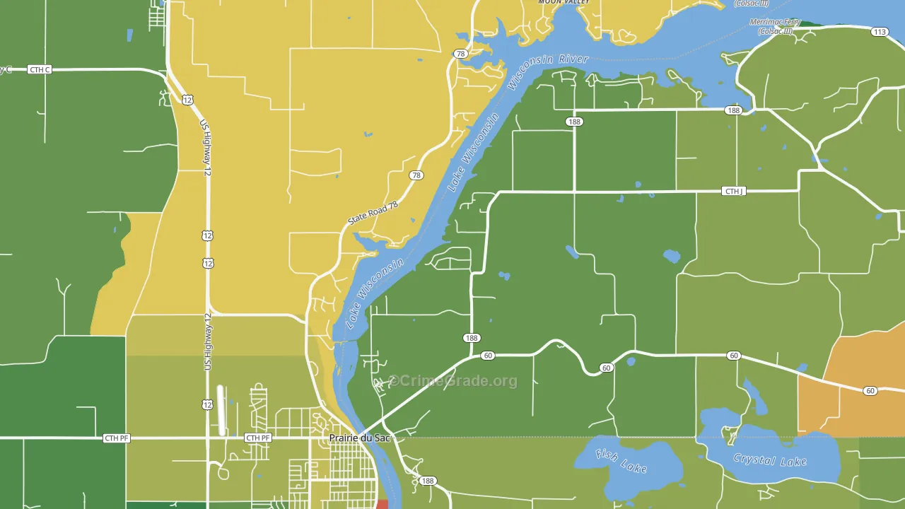 Lake Wisconsin, WI Map of Theft Rates