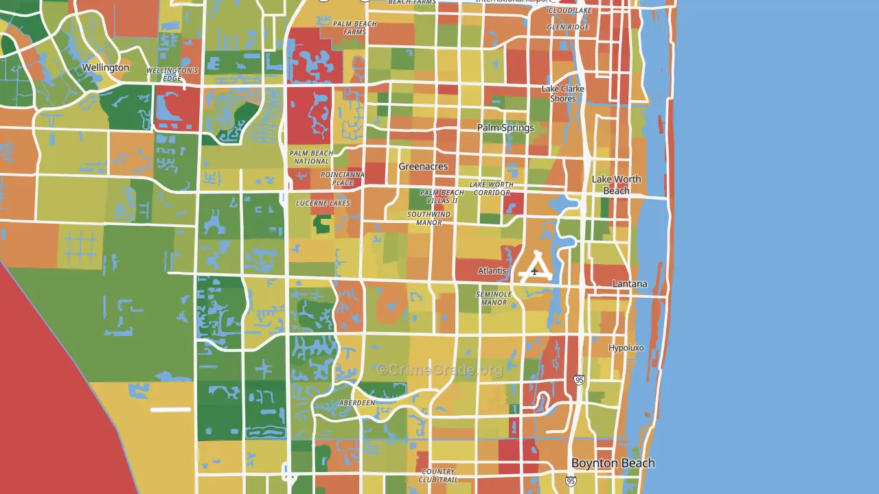 Lake Worth, FL Map of Theft Rates