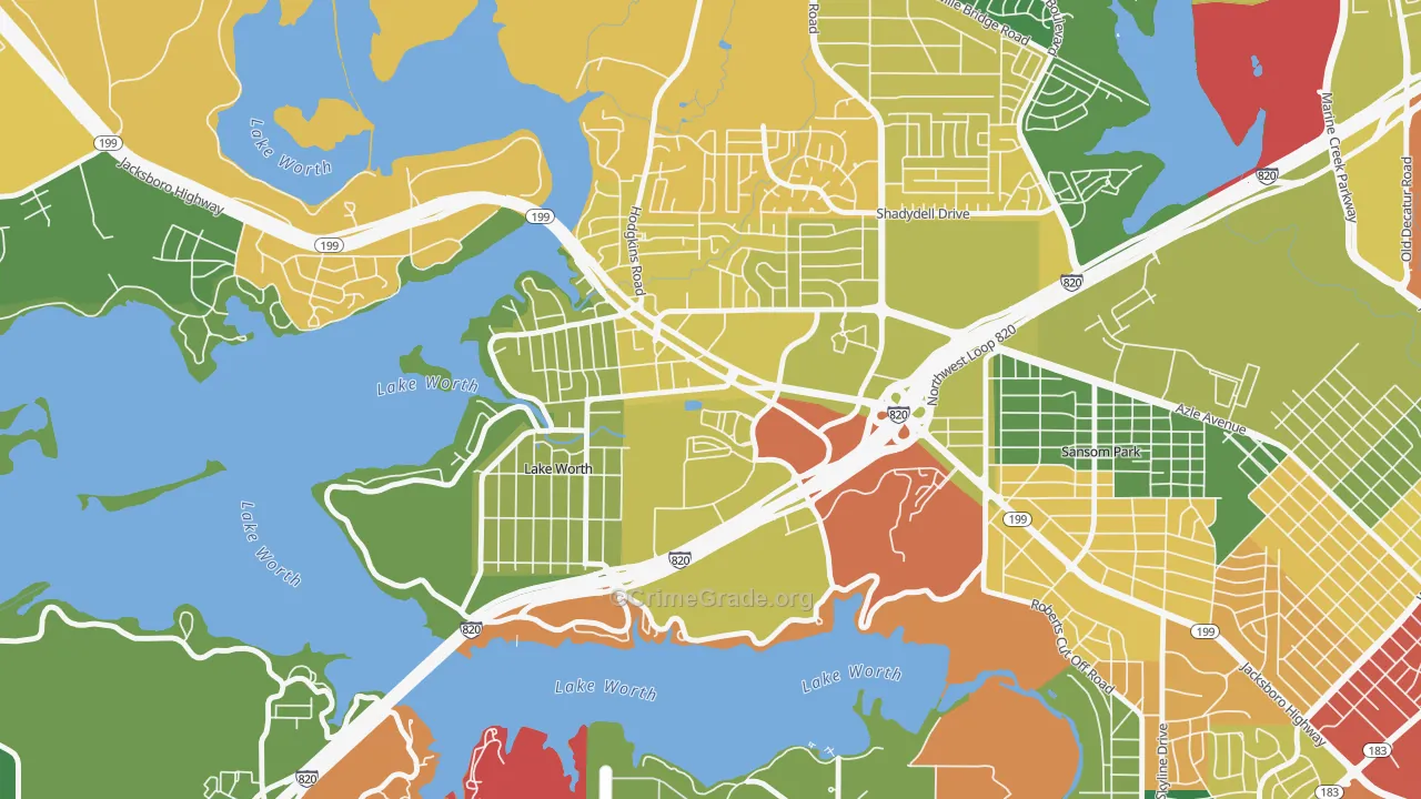 Lake Worth, TX Map of Theft Rates