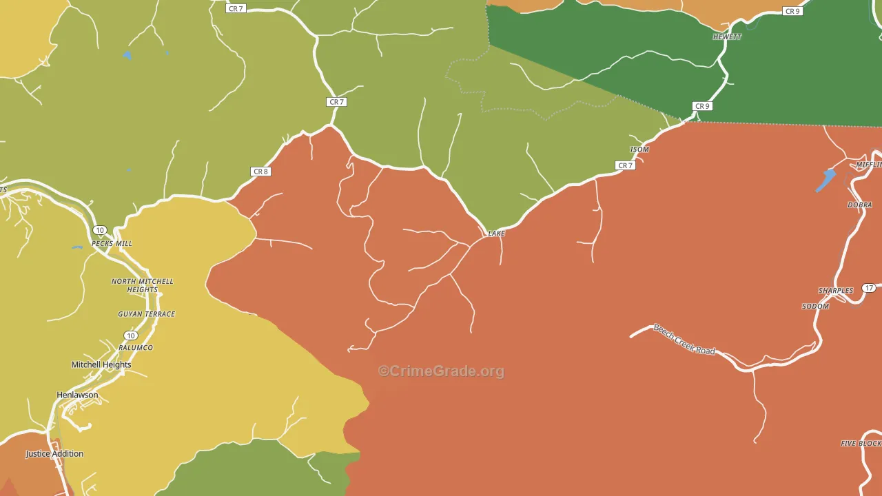 Lake, WV Map of Theft Rates