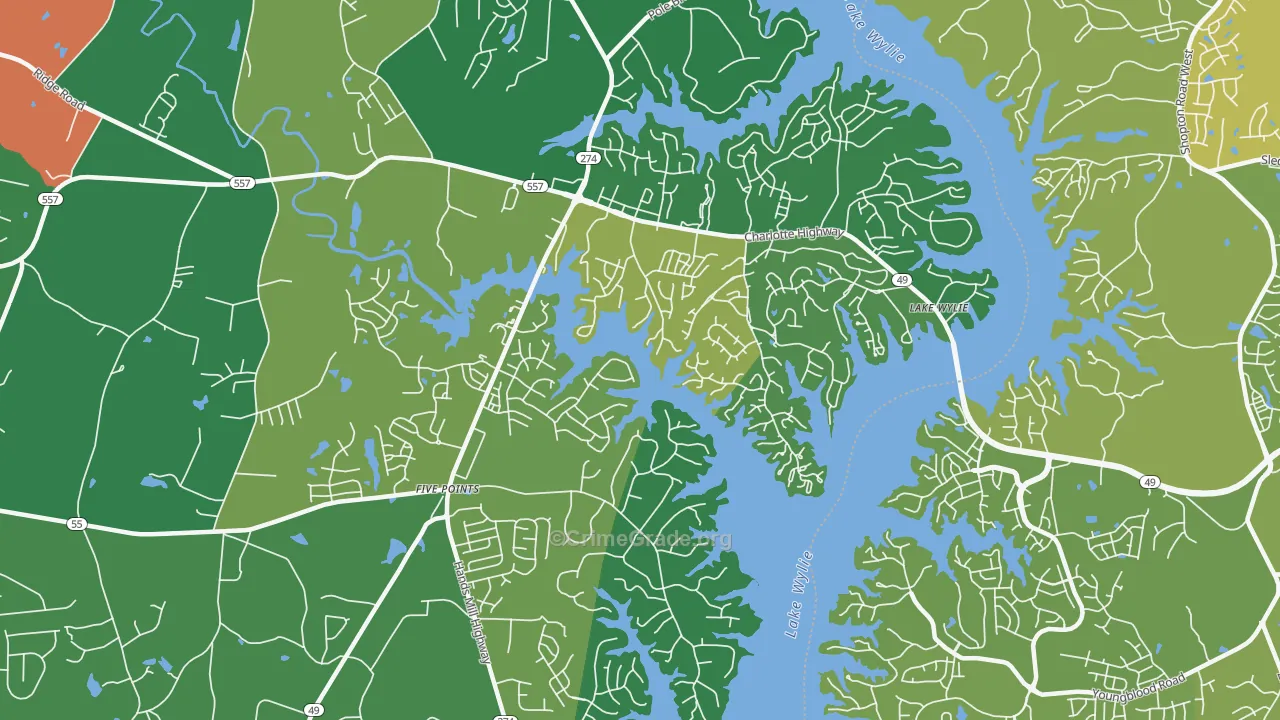 Lake Wylie, SC Map of Theft Rates
