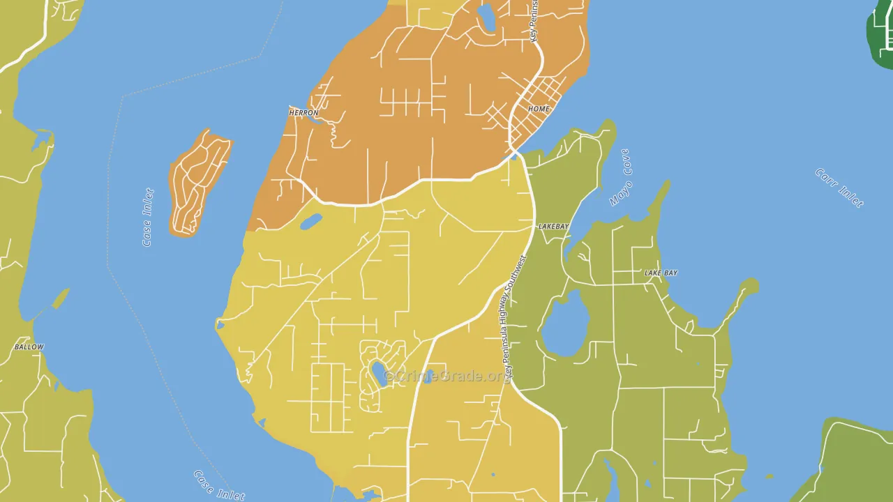Lakebay, WA Map of Theft Rates