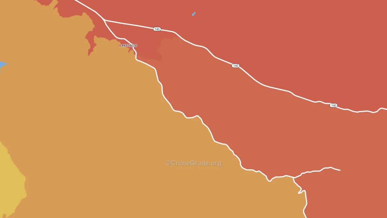 Lakecreek, OR Map of Theft Rates