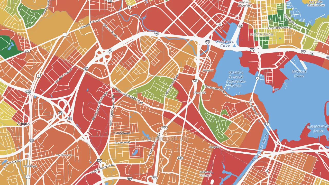 Lakeland, Baltimore, MD Map of Theft Rates