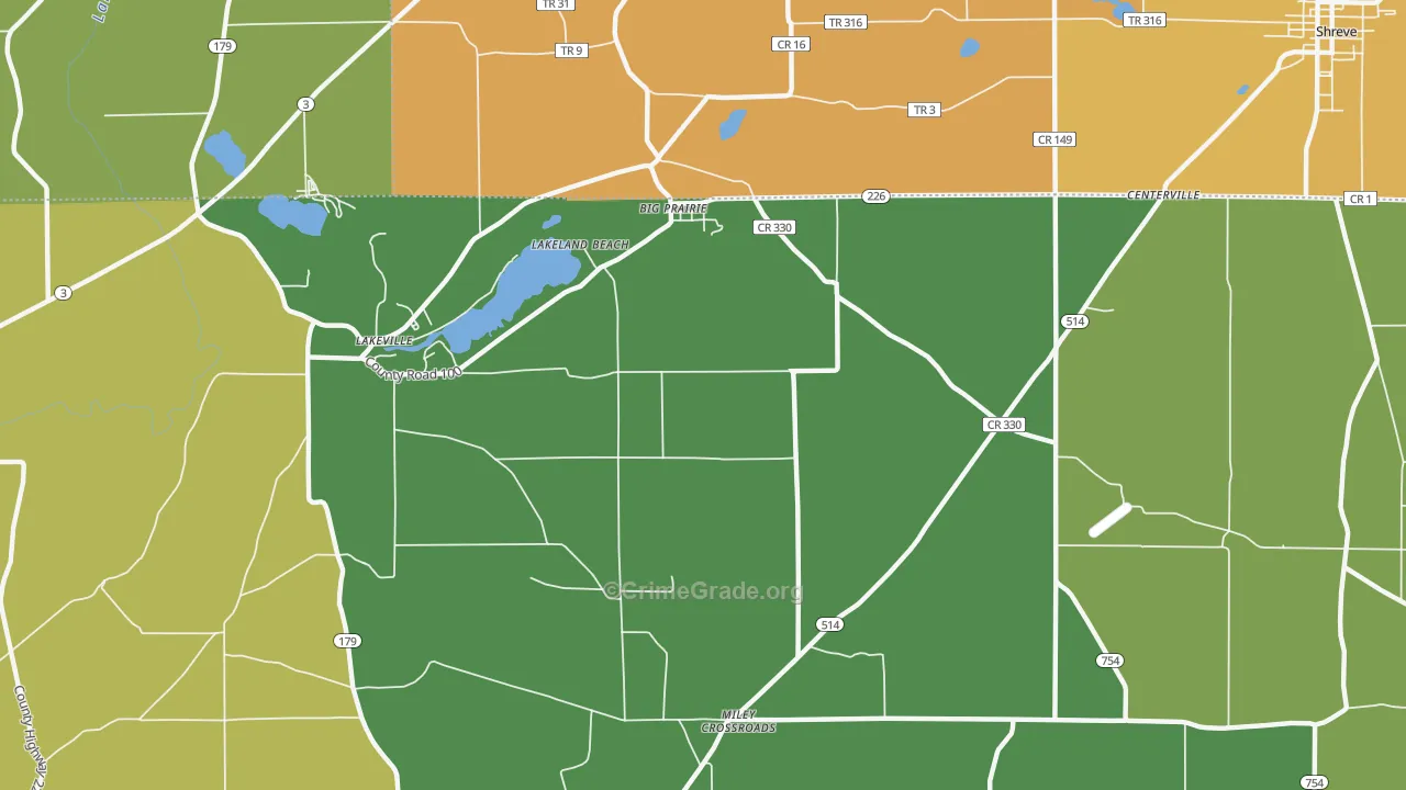 Lakeland Beach, OH Map of Theft Rates