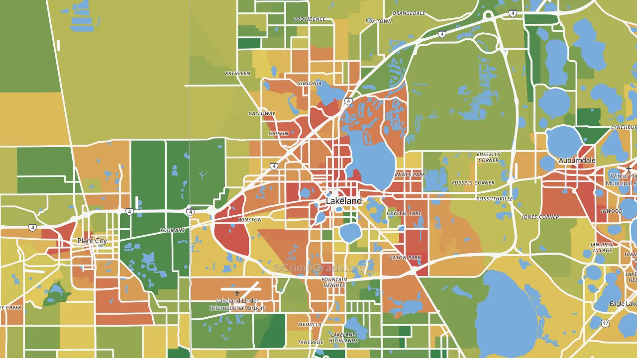 Lakeland, FL Map of Theft Rates
