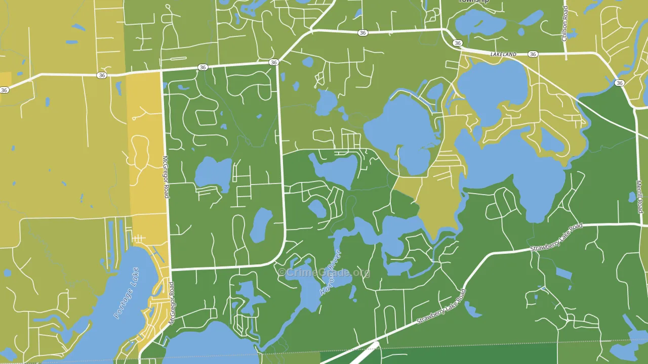 Lakeland, MI Map of Theft Rates