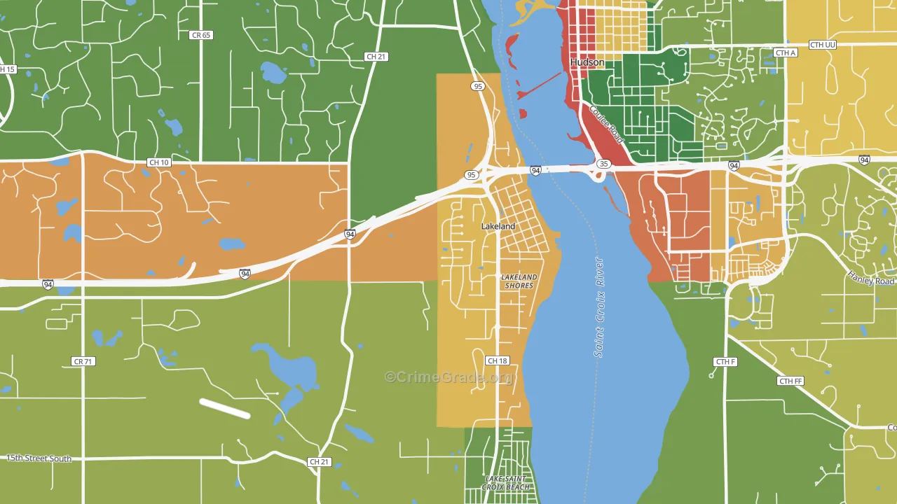 Lakeland, MN Map of Theft Rates