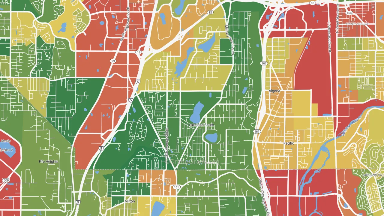 Lakeland South, WA Map of Theft Rates