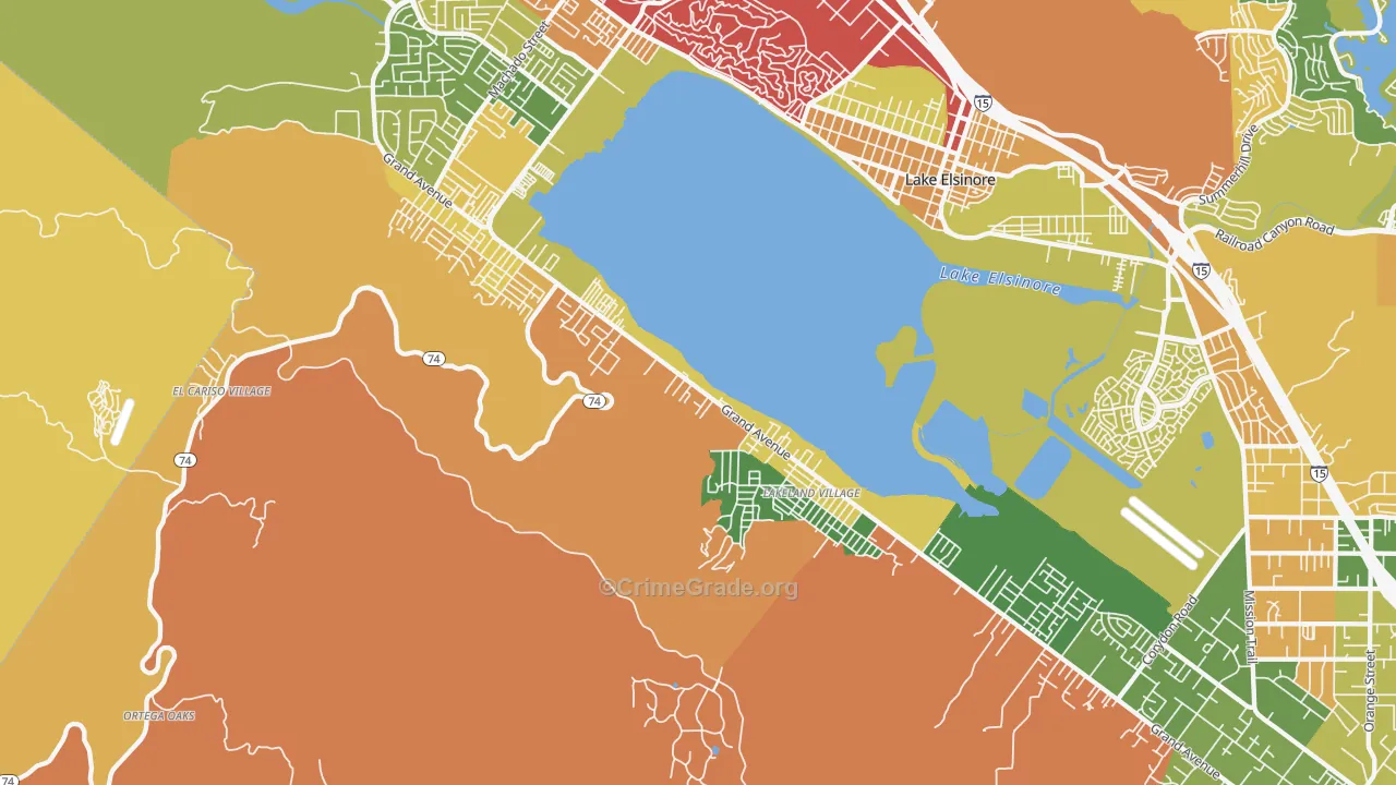Lakeland Village, CA Map of Theft Rates