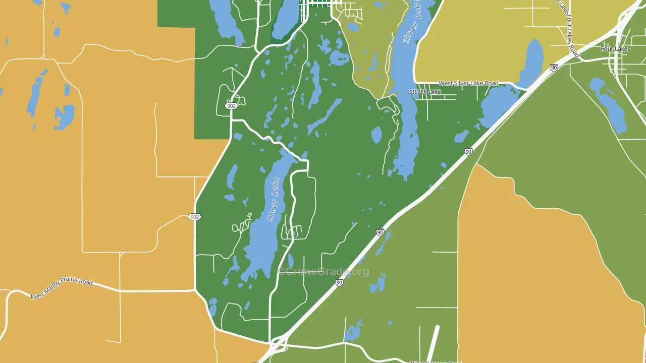 Lakeland Village, WA Map of Theft Rates
