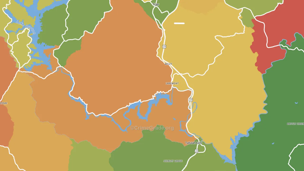Lakemont, GA Map of Theft Rates