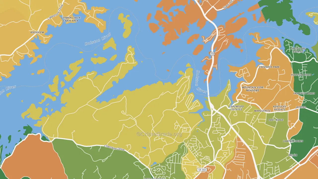 Lakemoore, TN Map of Theft Rates