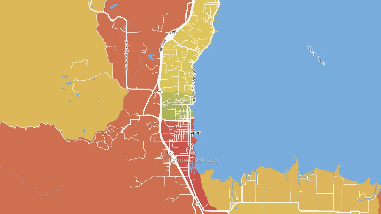 Lakeport, CA Map of Theft Rates