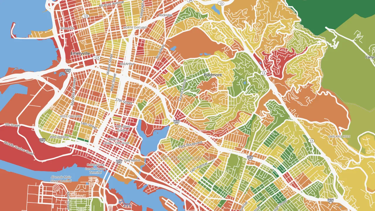 Lakeshore-Oakland, Oakland, CA Map of Theft Rates